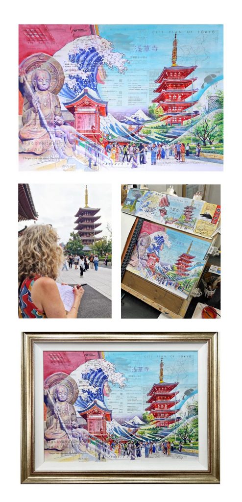 Tokyo location sketchbook to studio painting